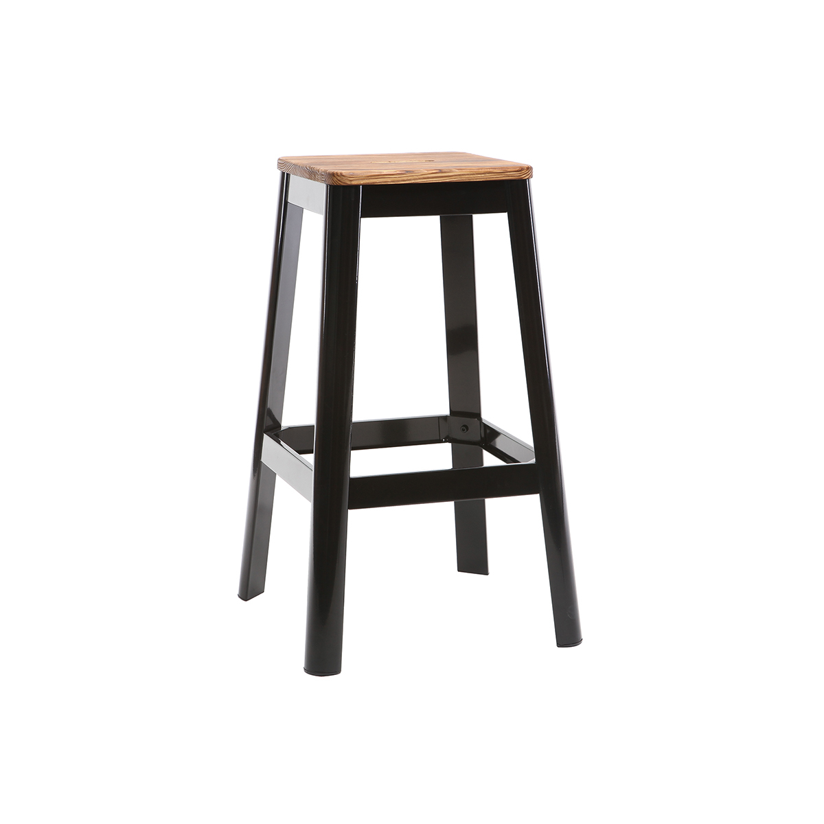 Tabouret de bar design noir et bois H75 cm NICK noir, MILIBOO