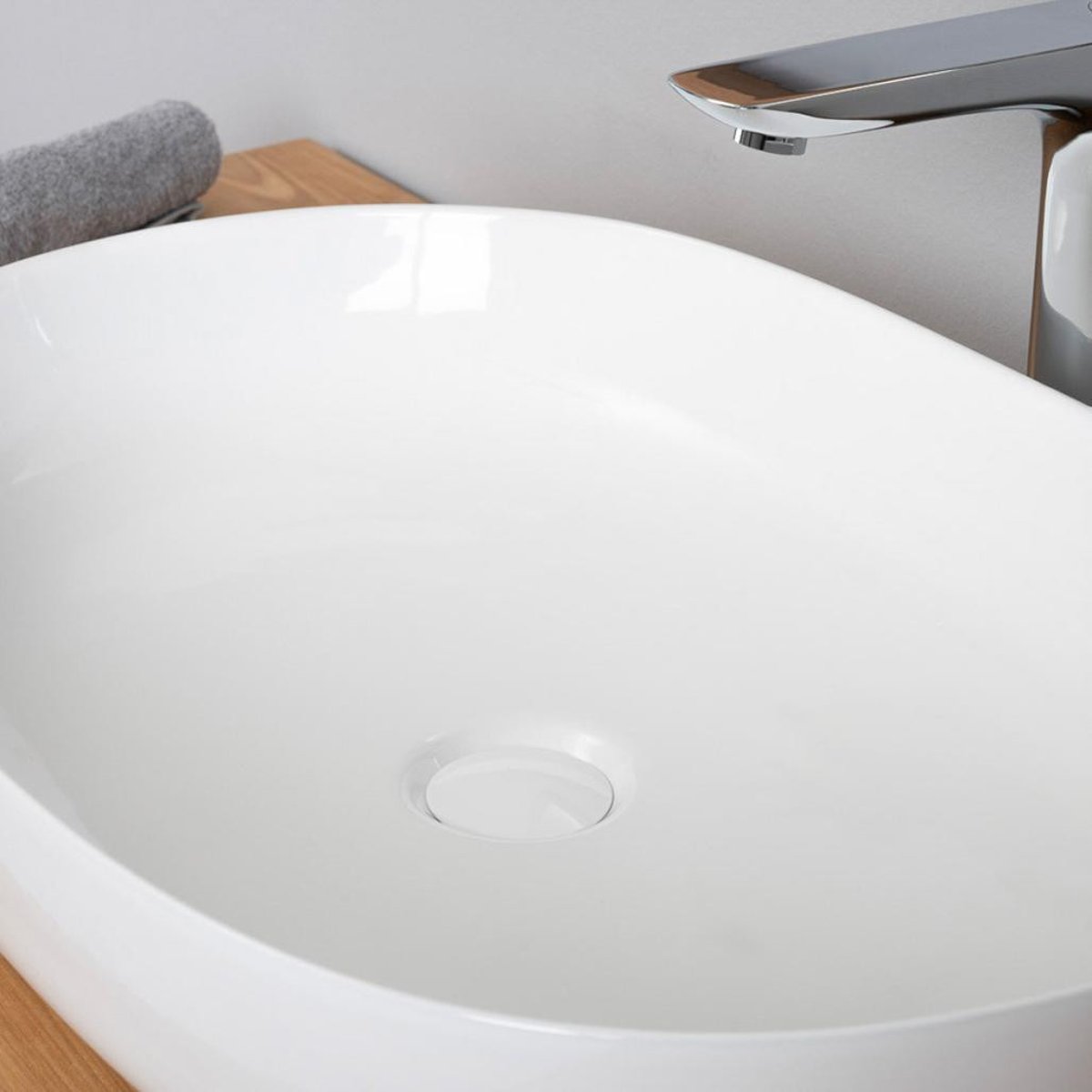 Bonde ronde pour lavabo pop up avec trop plein blanc, WANDA COLLECTION