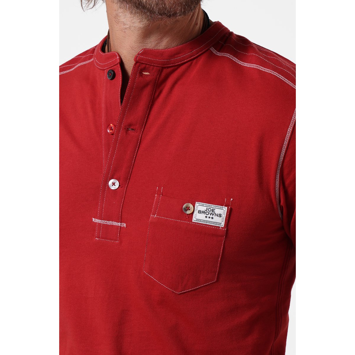 Henley Avec Surpiqures rouge, JOE BROWNS