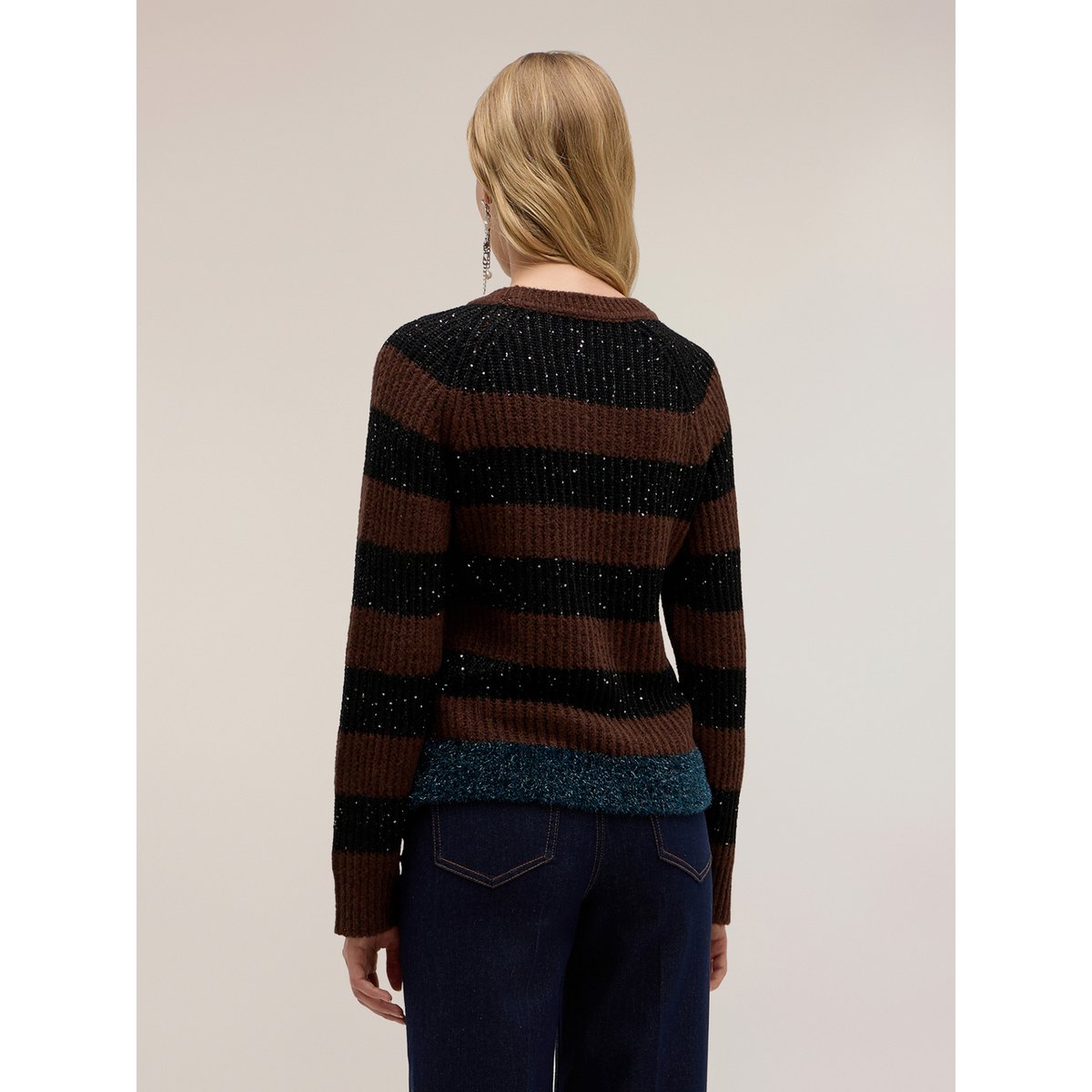Maillot à rayures avec paillettes marron, MOTIVI