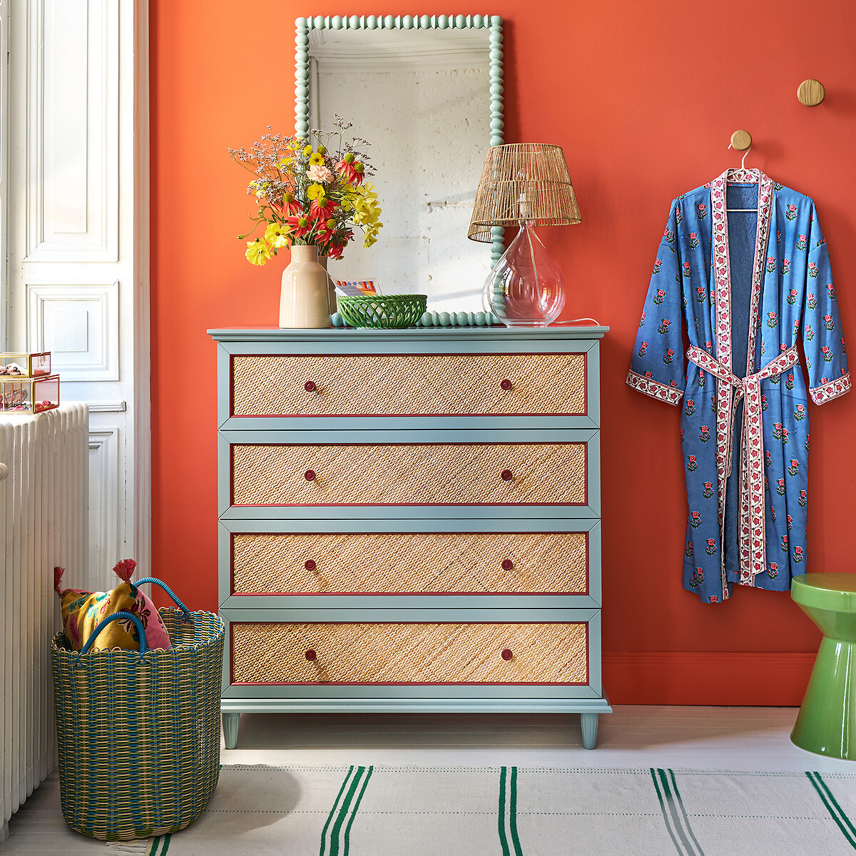 Cesta trenzada de hilos scoubidou, Myca multicolor, LA REDOUTE INTERIEURS