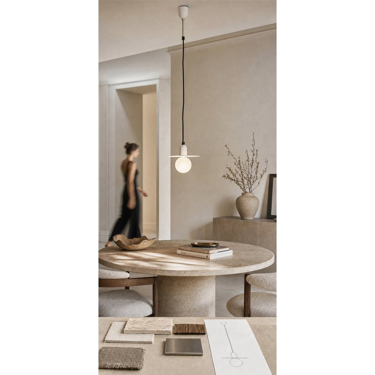 Suspension architecte en laiton nickel, RECOLLECTION