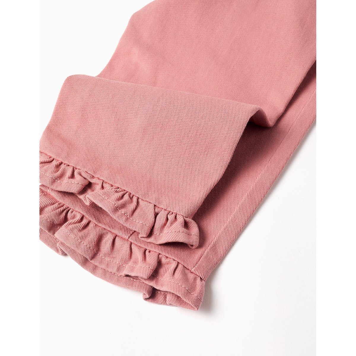 Pantalon à jambe large en sergé avec volants rose, ZIPPY