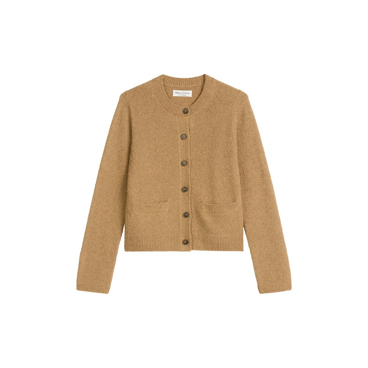 Cardigan regular en fil bouclé beige, MARC O'POLO