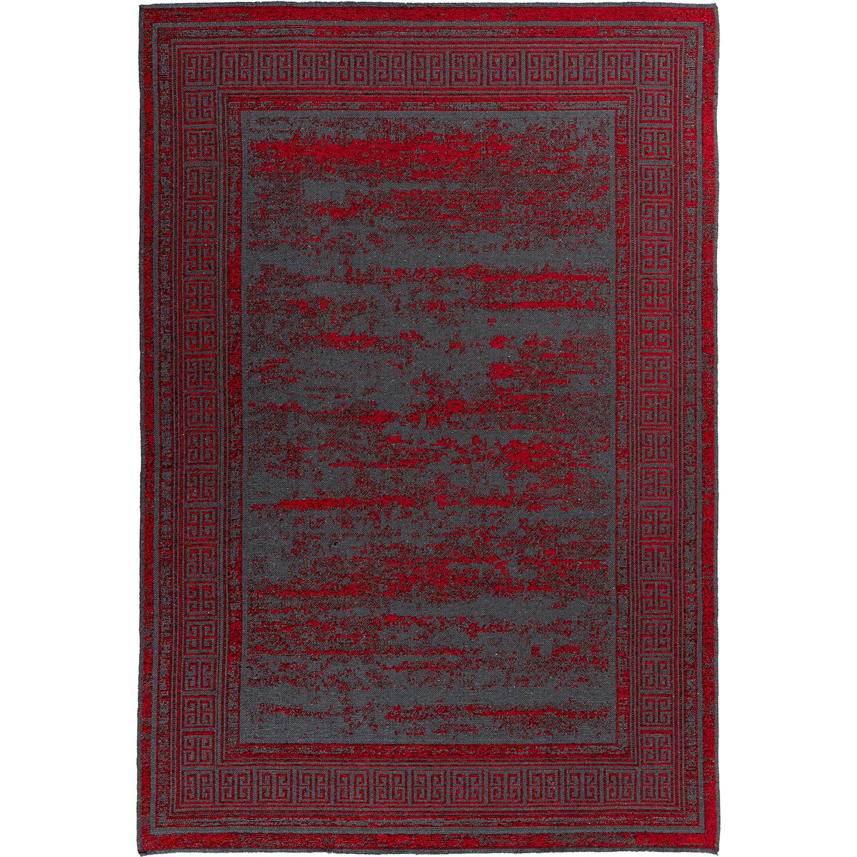 Tapis rectangulaire effet relief vintage rouge bordeaux et gris anthracite, ARTE ESPINA