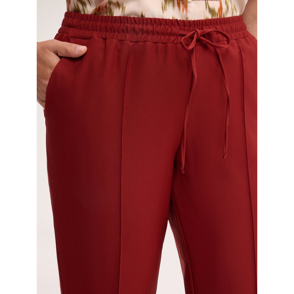 Pantalon droit à cordon de serrage marron, FIORELLA RUBINO