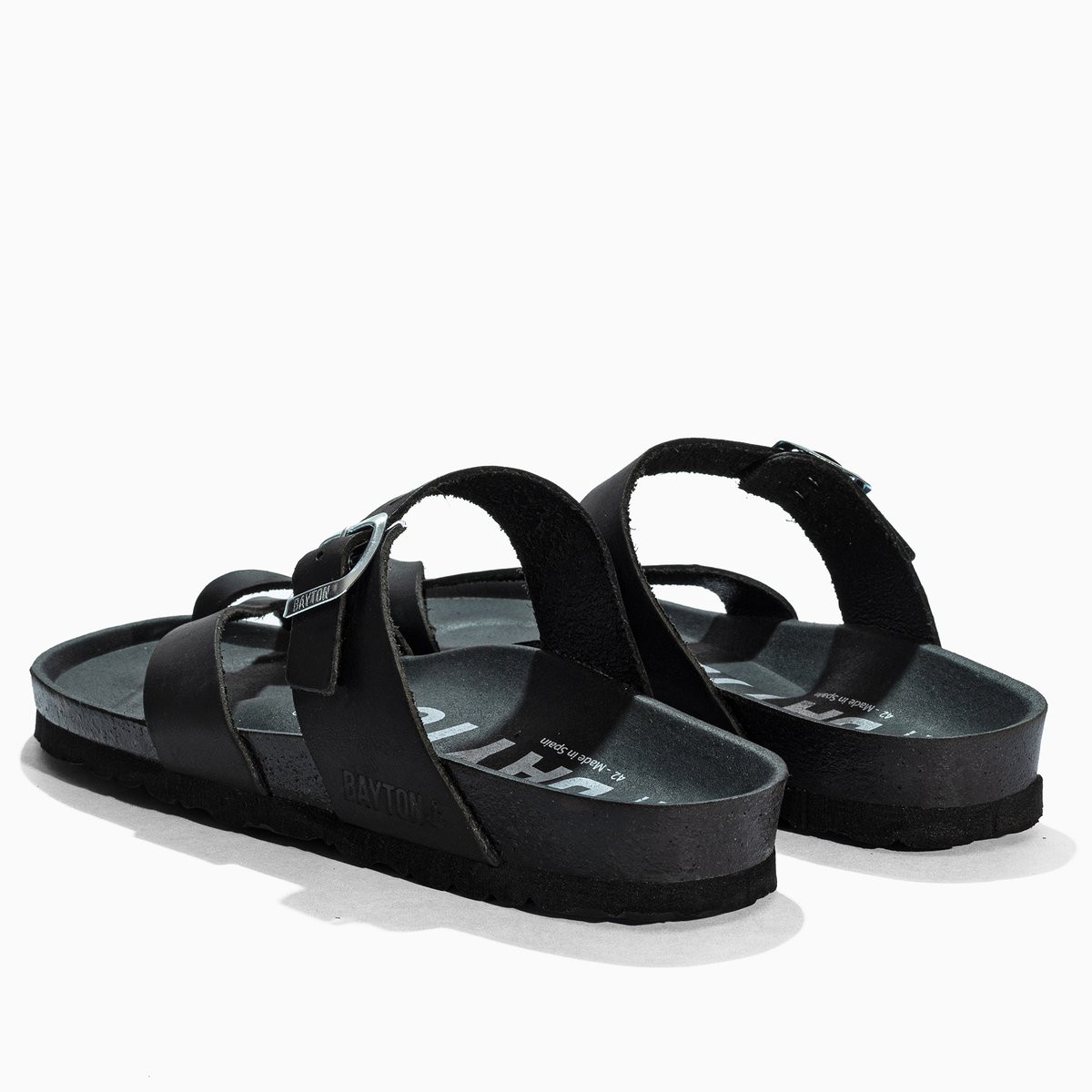 Tongs en cuir DIANE black, BAYTON