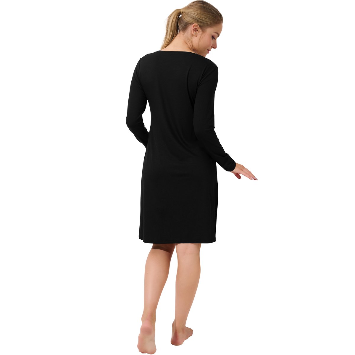 Chemise de nuit manches longues EVELYN noir, LISCA