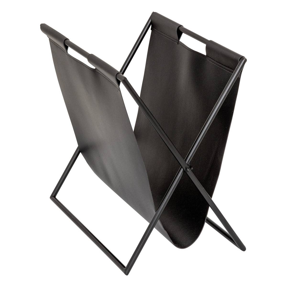 Porte-revue pliant en acier effet cuir TWIS noir, ATMOSPHERA