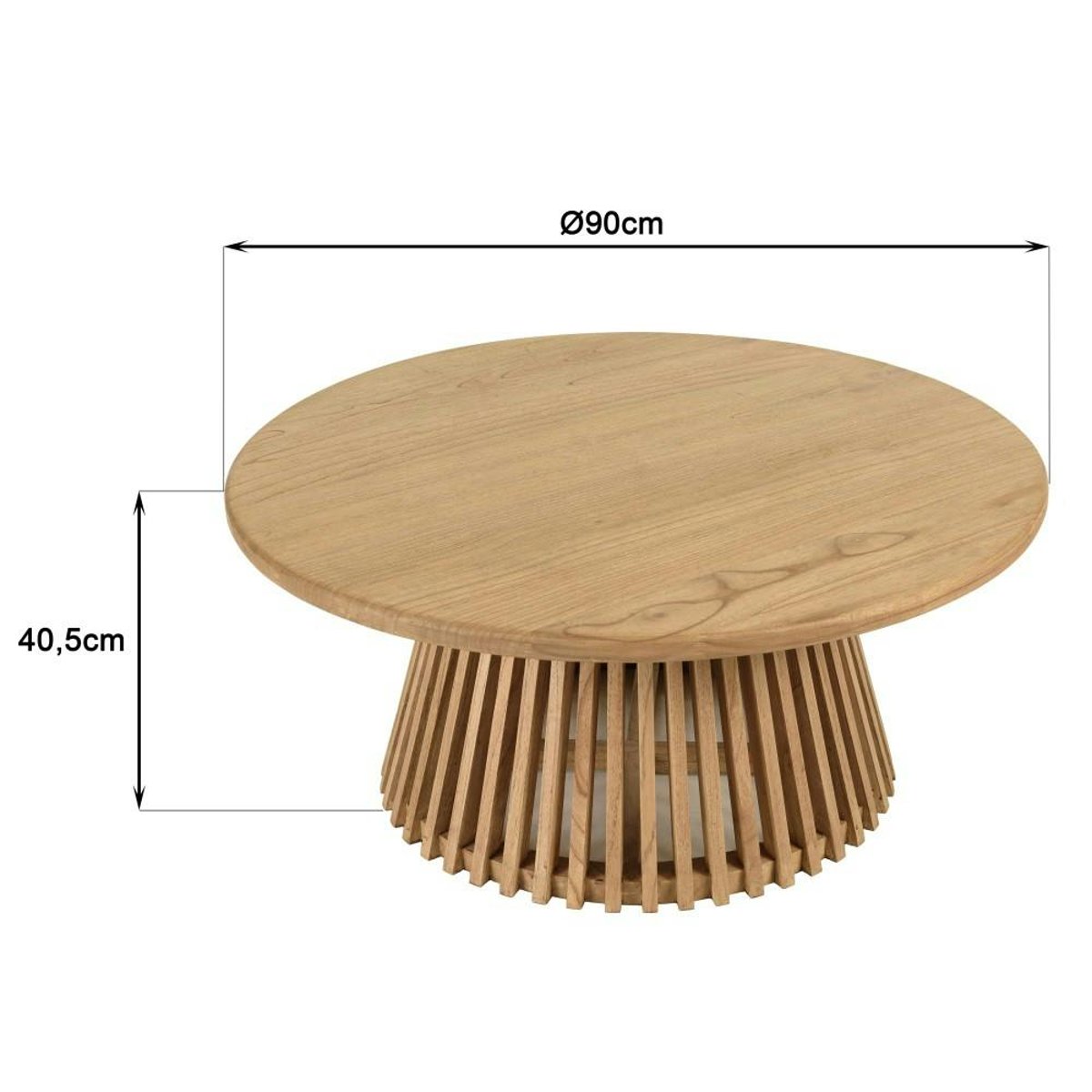 Table basse ronde 90cm en bois de mindi TIVARO bois naturel, PIER IMPORT