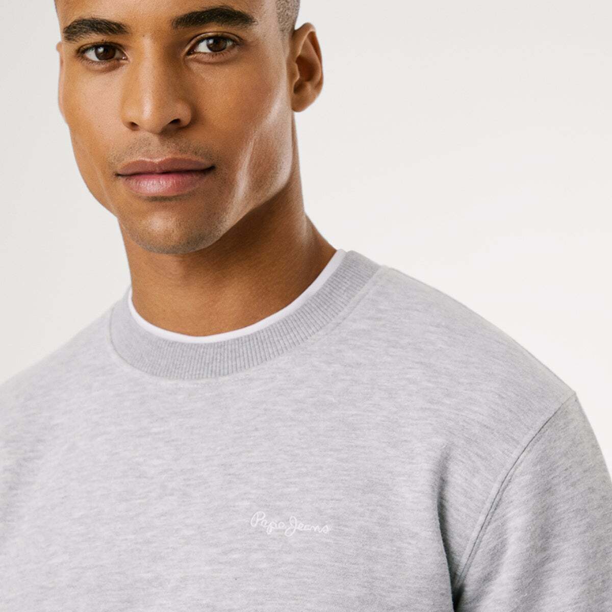 Sweat-Shirt À Col Rond Avec Logo gris chine, PEPE JEANS