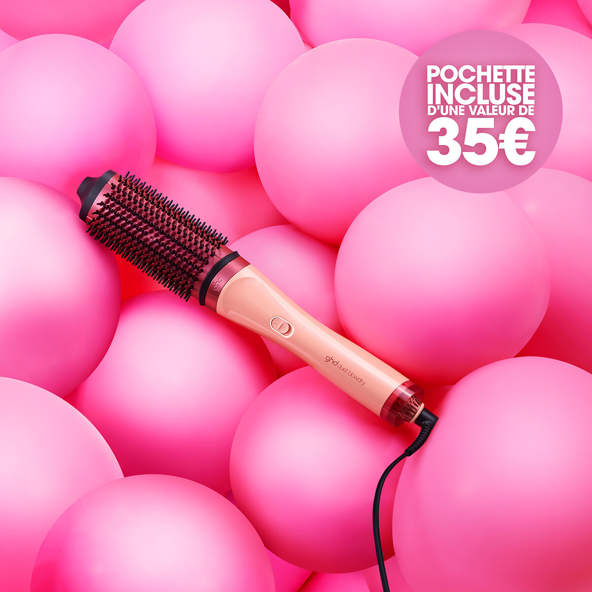Brosse soufflante Duet Blowdry Jelly peche, GHD
