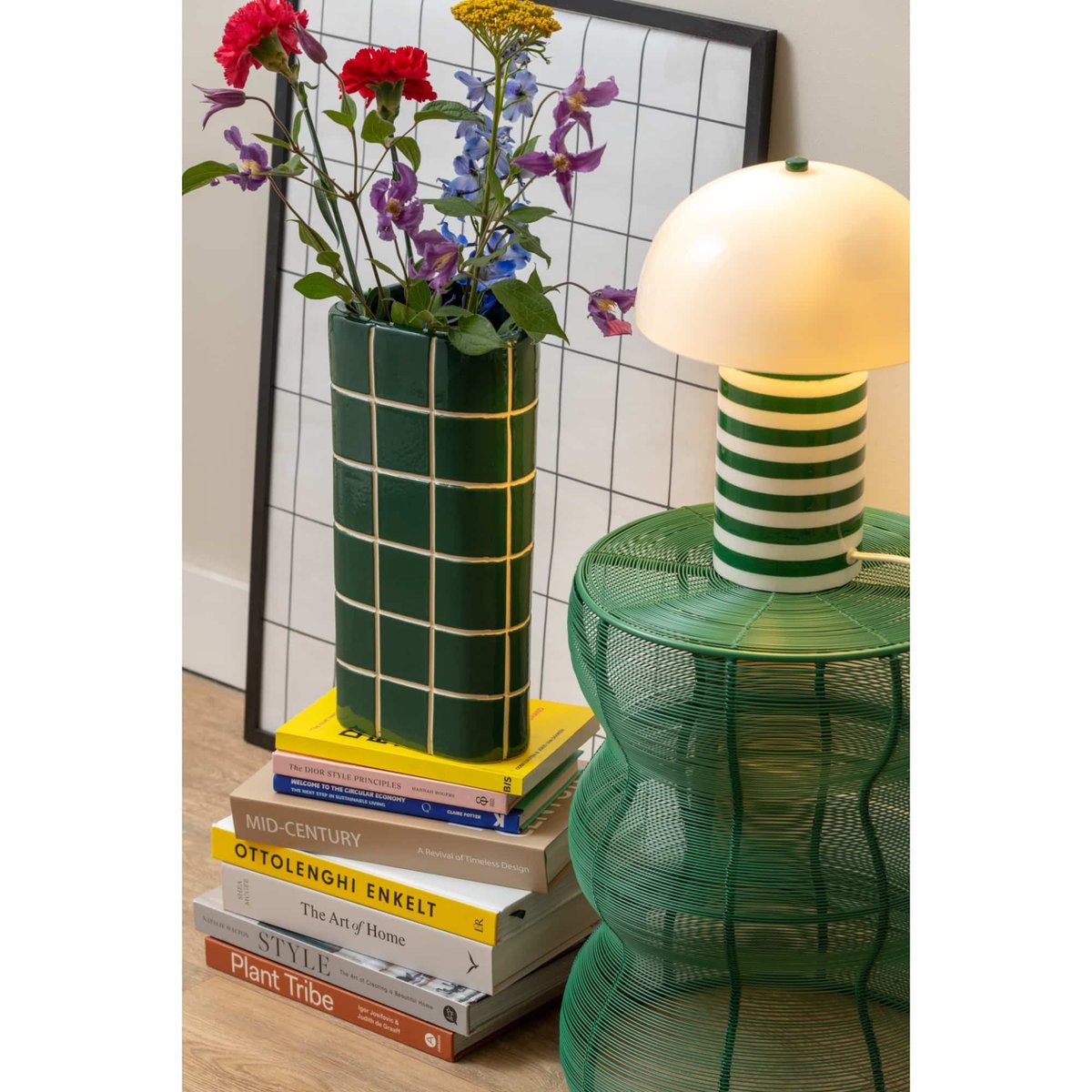 Vase Céramique RETRO TILES vert rétro, PRESENT TIME