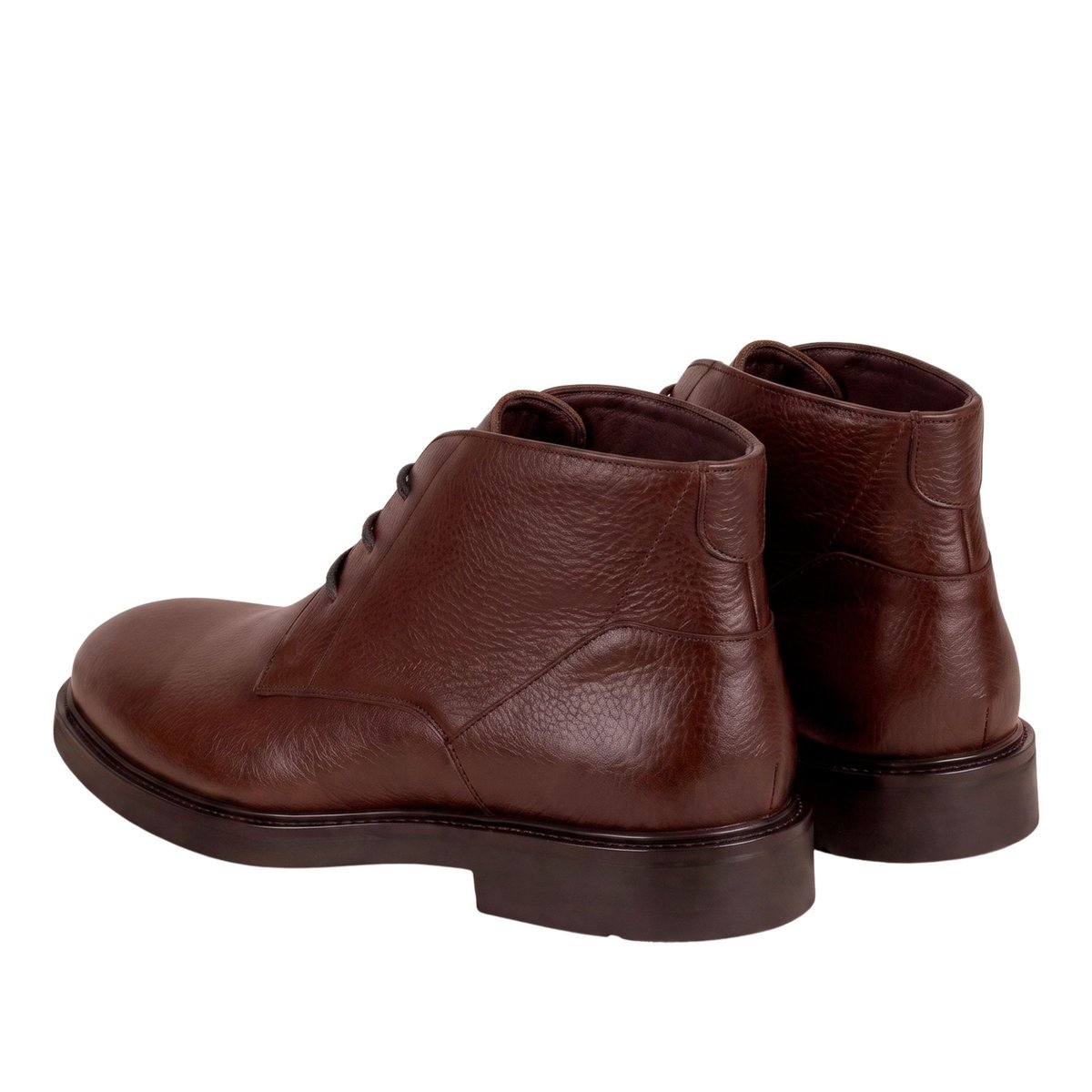 Desert boots gomme Côme cuir grainé marron, JULES & JENN