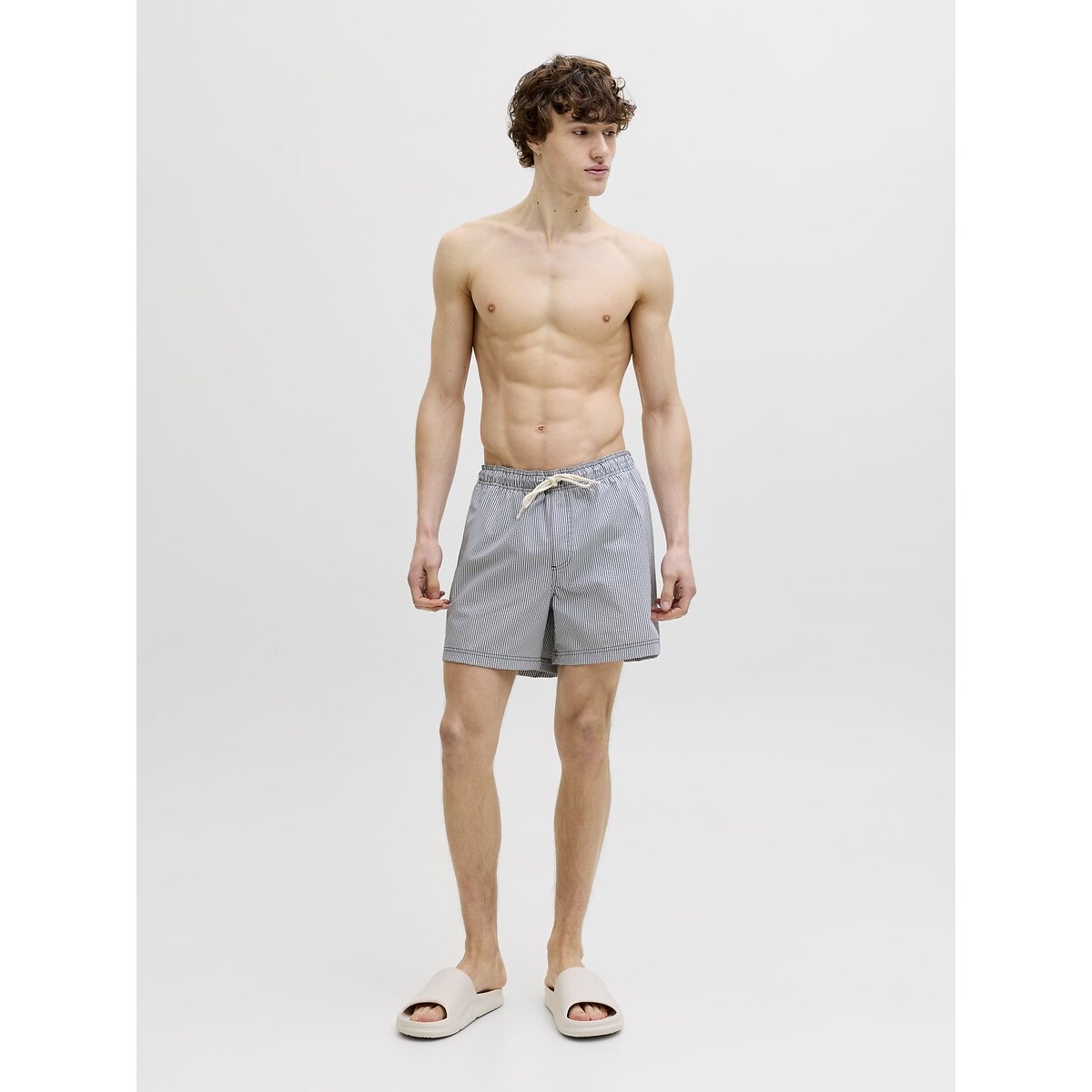 Short de bain en seersucker bleu marine, JACK & JONES