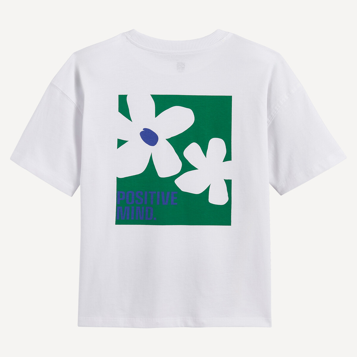T-shirt oversize, à col rond et manches courtes, avec message et motif foral blanc, LA REDOUTE COLLECTIONS