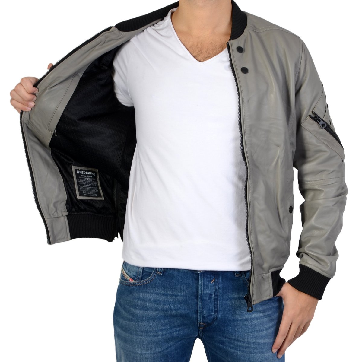 Blouson Cuir Costa Palerme gris, REDSKINS
