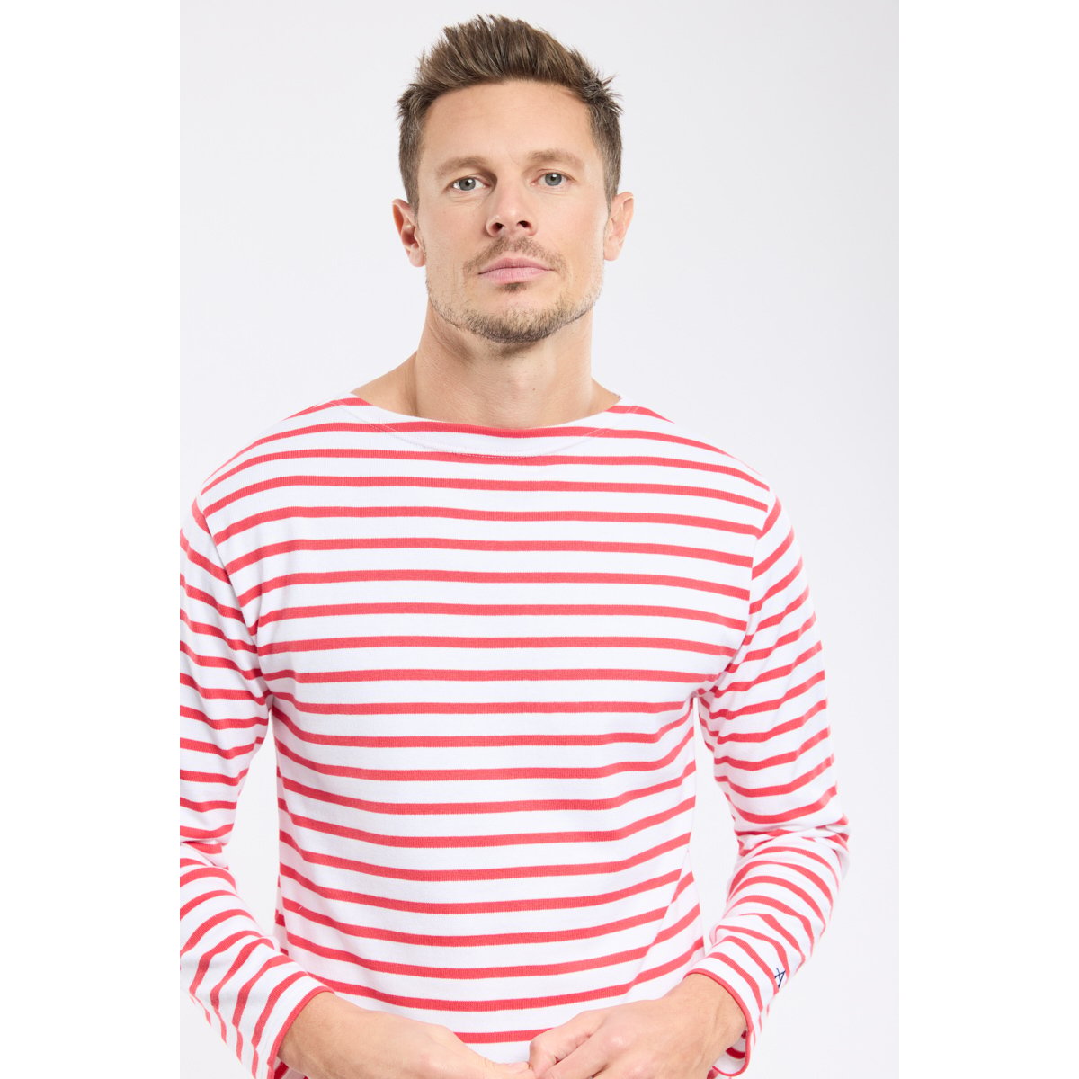 Marinière en coton rustique blanc/tomato, ARMOR-LUX