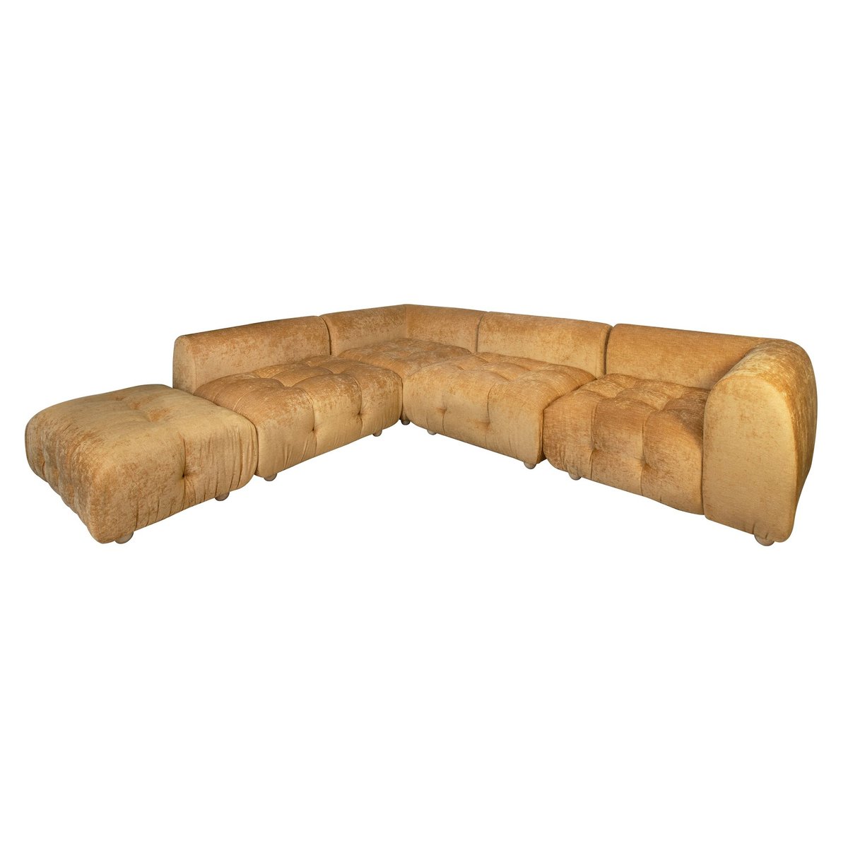Canapé d'angle en velours pané, TWIGGY ocre, NOW'S HOME