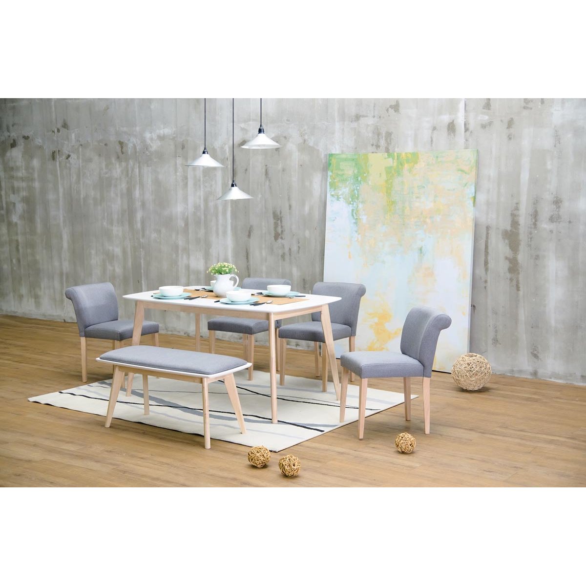 Table à manger design blanc et bois clair L120 cm LEENA blanc, MILIBOO