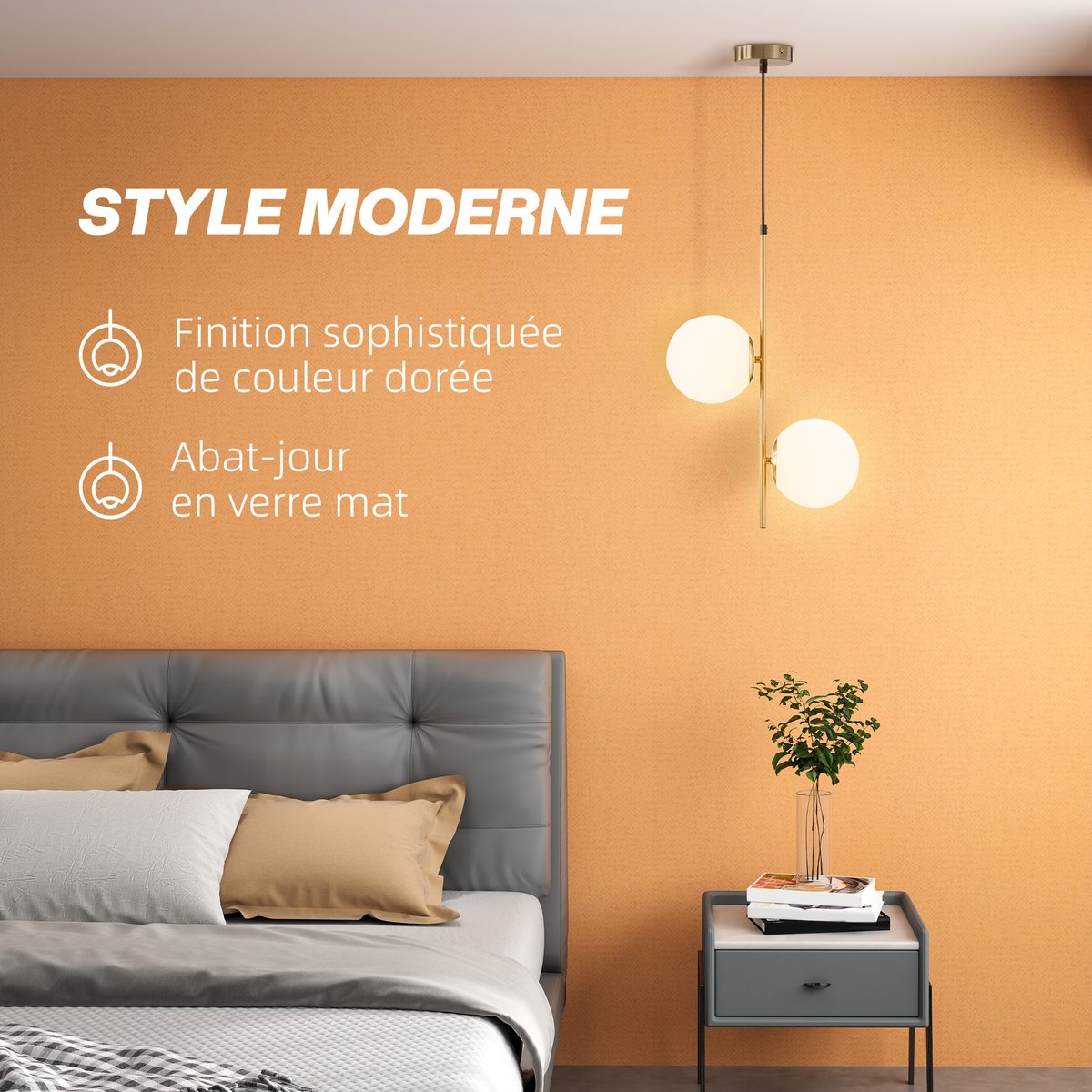 Pendant Light Métal Or jaune, HOMCOM