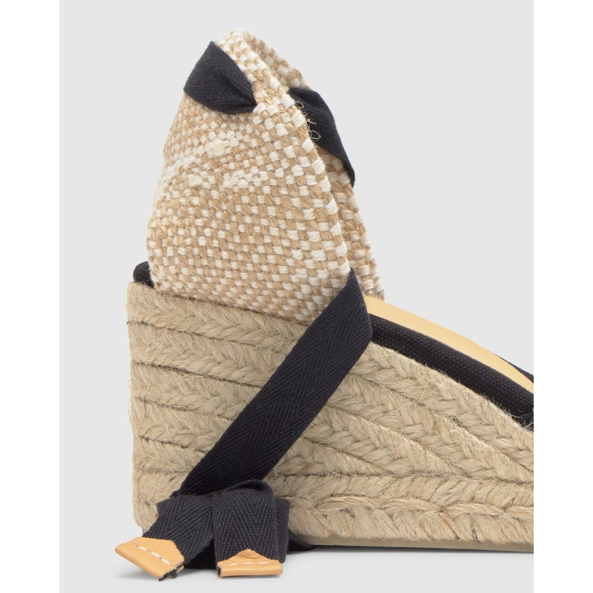 Espadrilles compensées en jute tressée à découpe en V CHIARA LIGHT PLATFORM noir, CASTANER