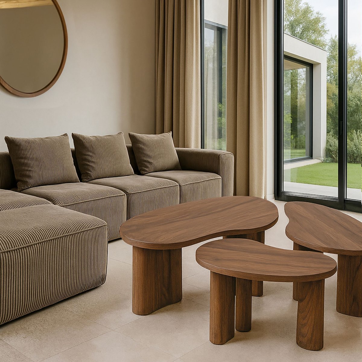 Lot de 3 tables basses, CHARLIE naturel, NOW'S HOME