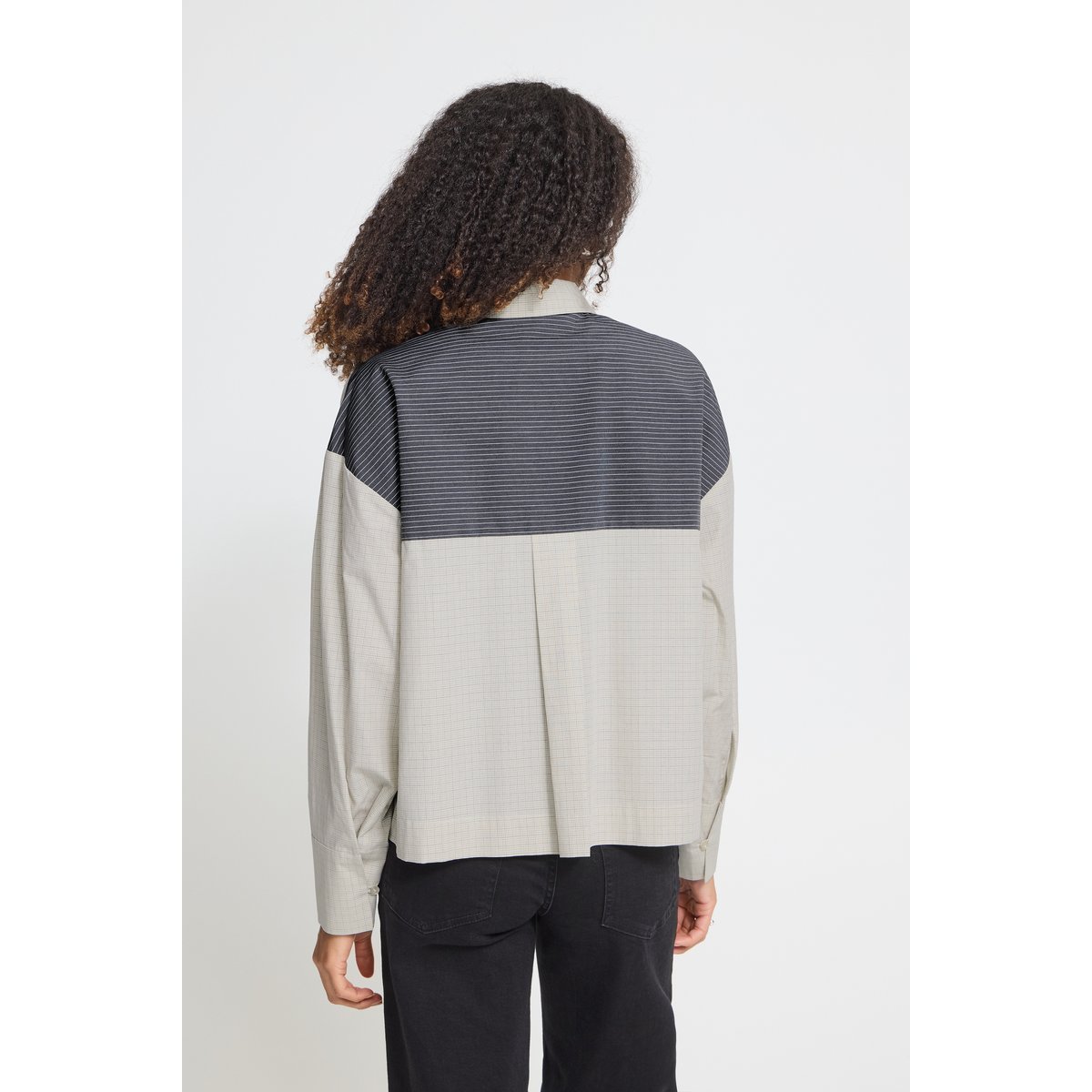 Chemise à manches longues gris small check, ICHI