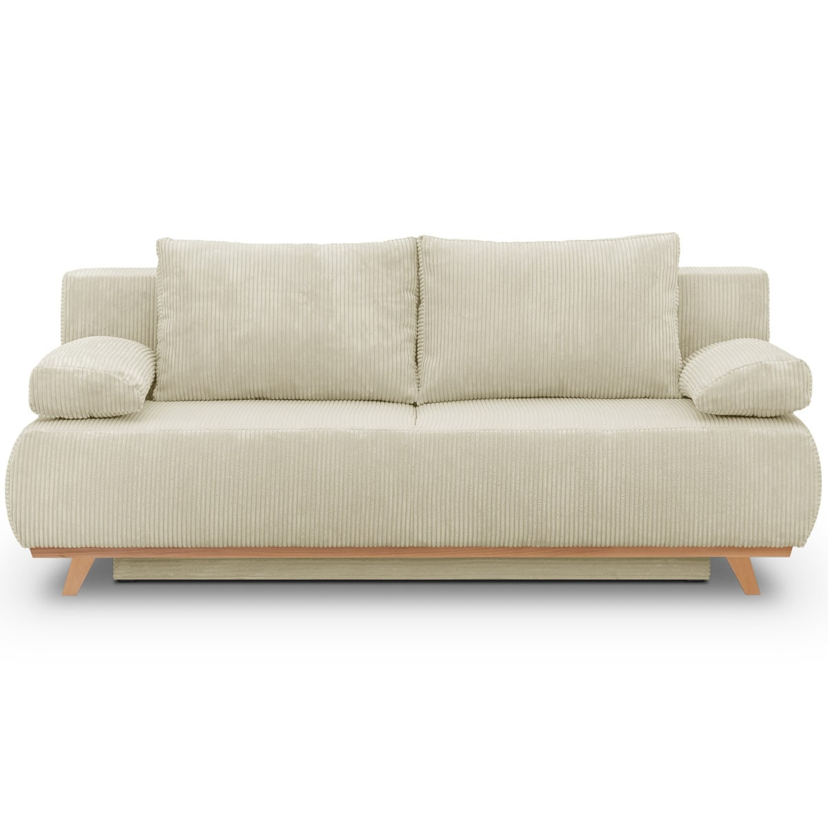 Canapé convertible 3 places en velours côtelé - LARIA beige, HOMIFAB
