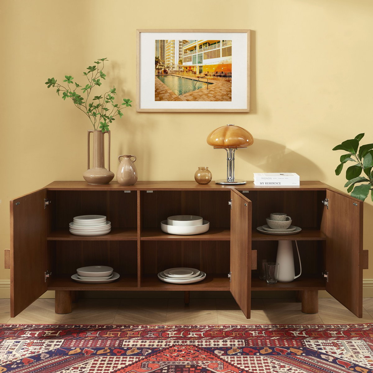 Buffet 3 portes en tissu GASTON frêne, SORELH