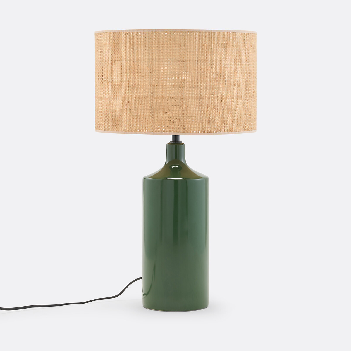 Lampe à poser céramique et raphia, Rabano vert, LA REDOUTE INTERIEURS