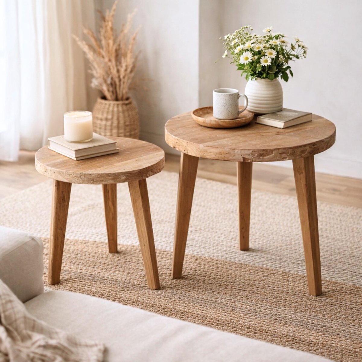 Lot de deux table en teck NAYA marron, HYDILE
