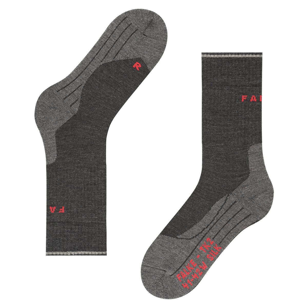 Chaussettes TK2 Explore Wool Silk gris melange, FALKE