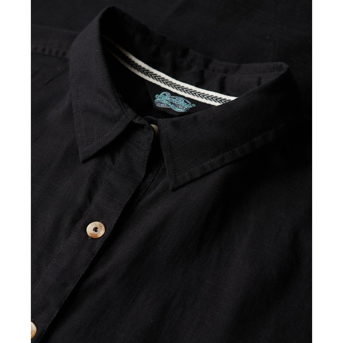 Robe chemise mi-longue oversize noir, SUPERDRY