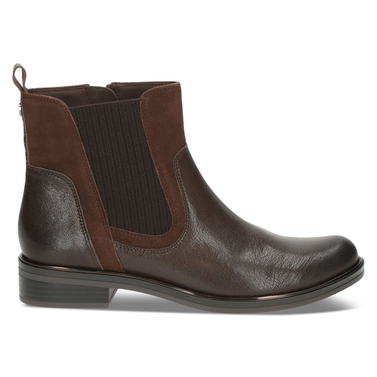 Bottine Chelsea talon bloc marron foncé combiné, CAPRICE