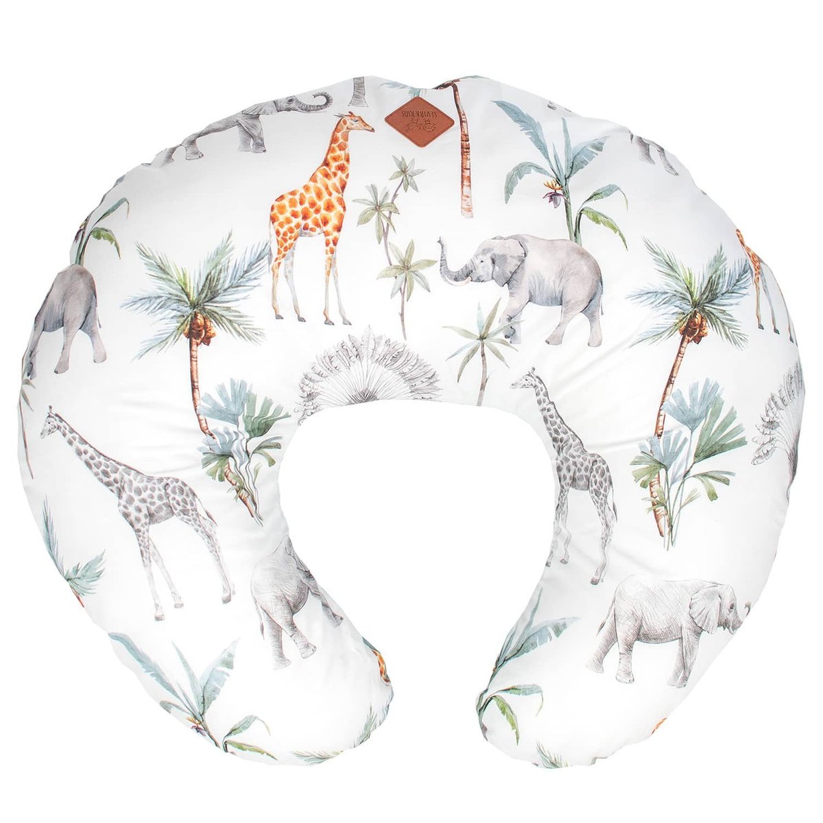 Petit coussin d'allaitement ergonomique + housse SAFARI safari, vert, gris, blanc, SEVIRA KIDS