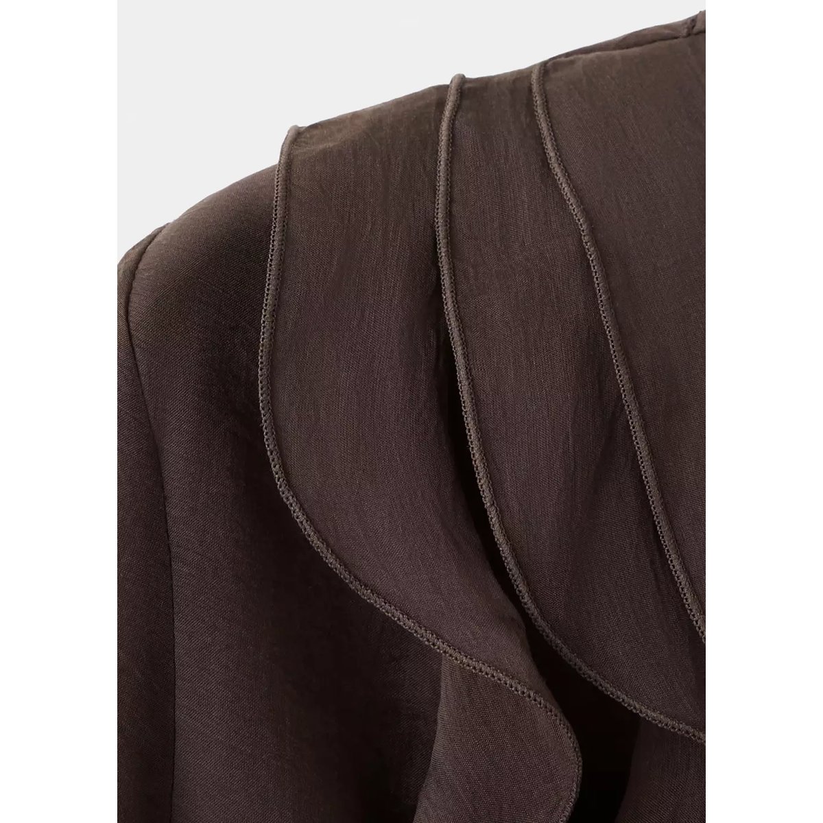 Blouse Lyocell volants marron, MANGO