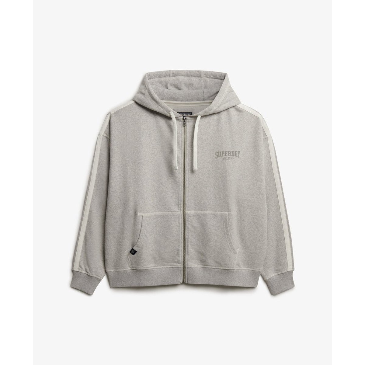 Sweat à capuche zippé décontracté Athletic Essentials gris glacier chiné, SUPERDRY