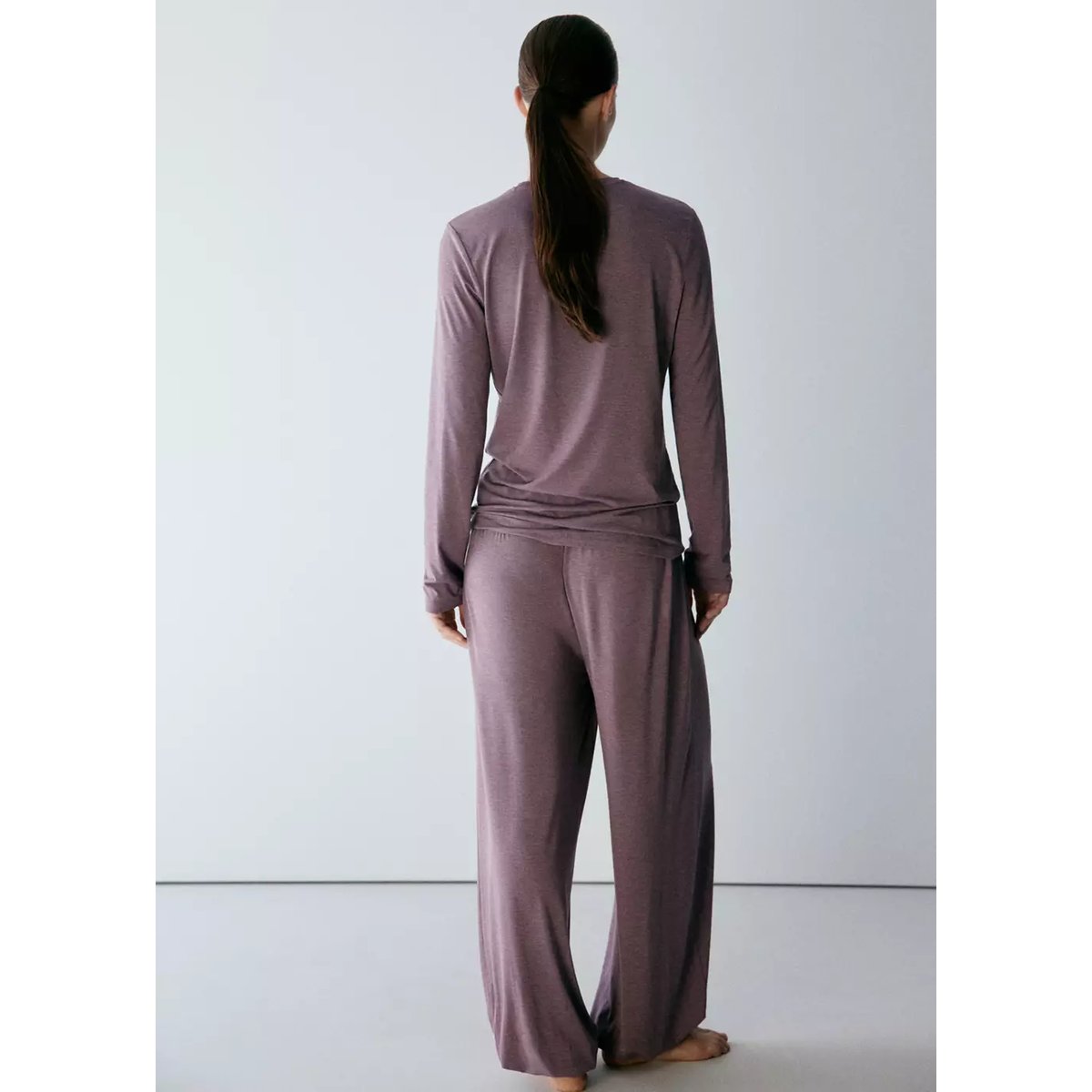 Pantalon pyjama fluide violet, MANGO