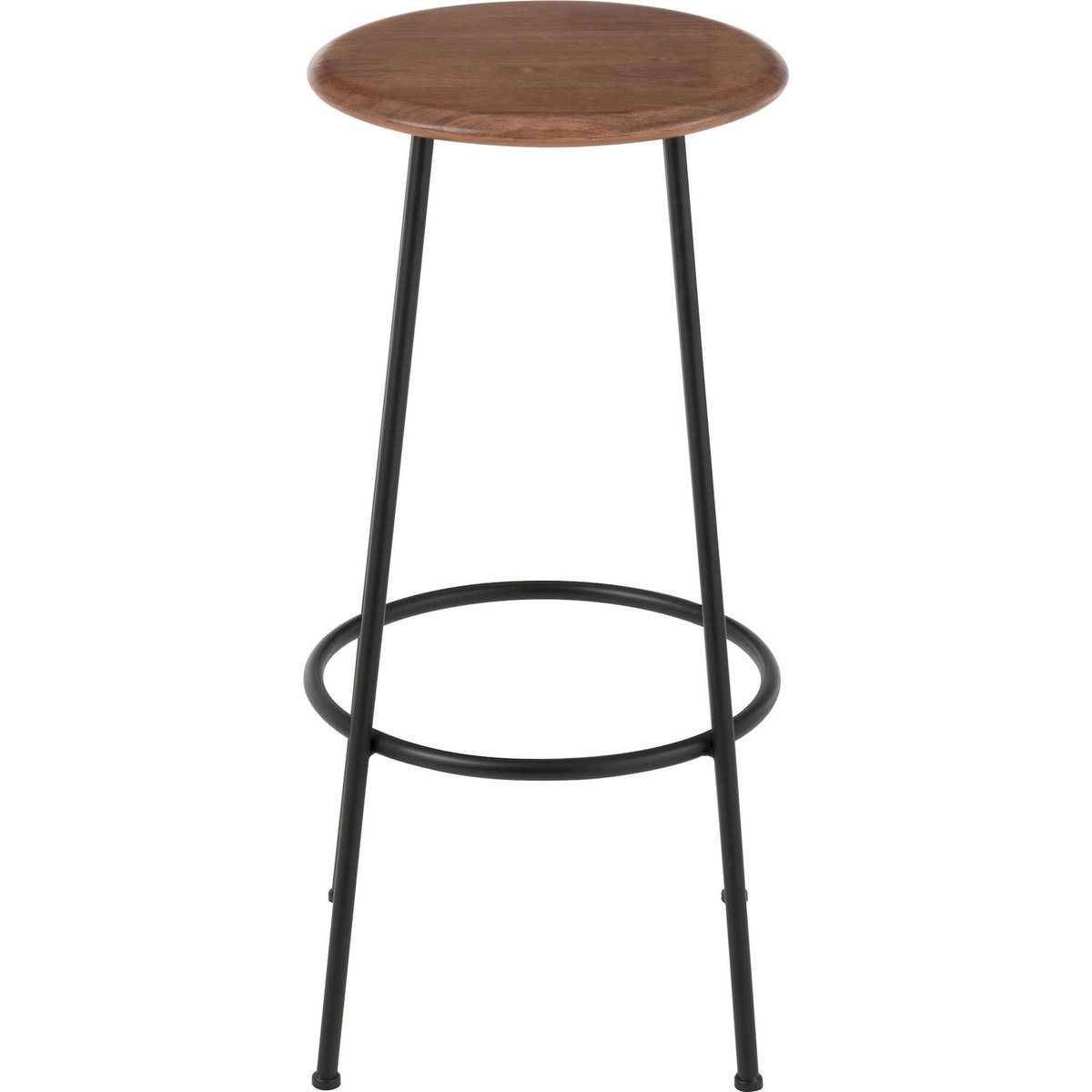 Chaise de bar en métal assise ronde bois foncé et métal noir mat, RECOLLECTION