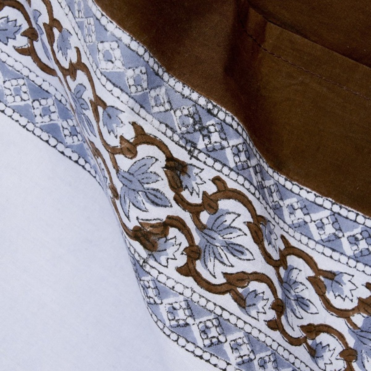 Nappe coton imprimé block print bleu clair, MADAM STOLTZ