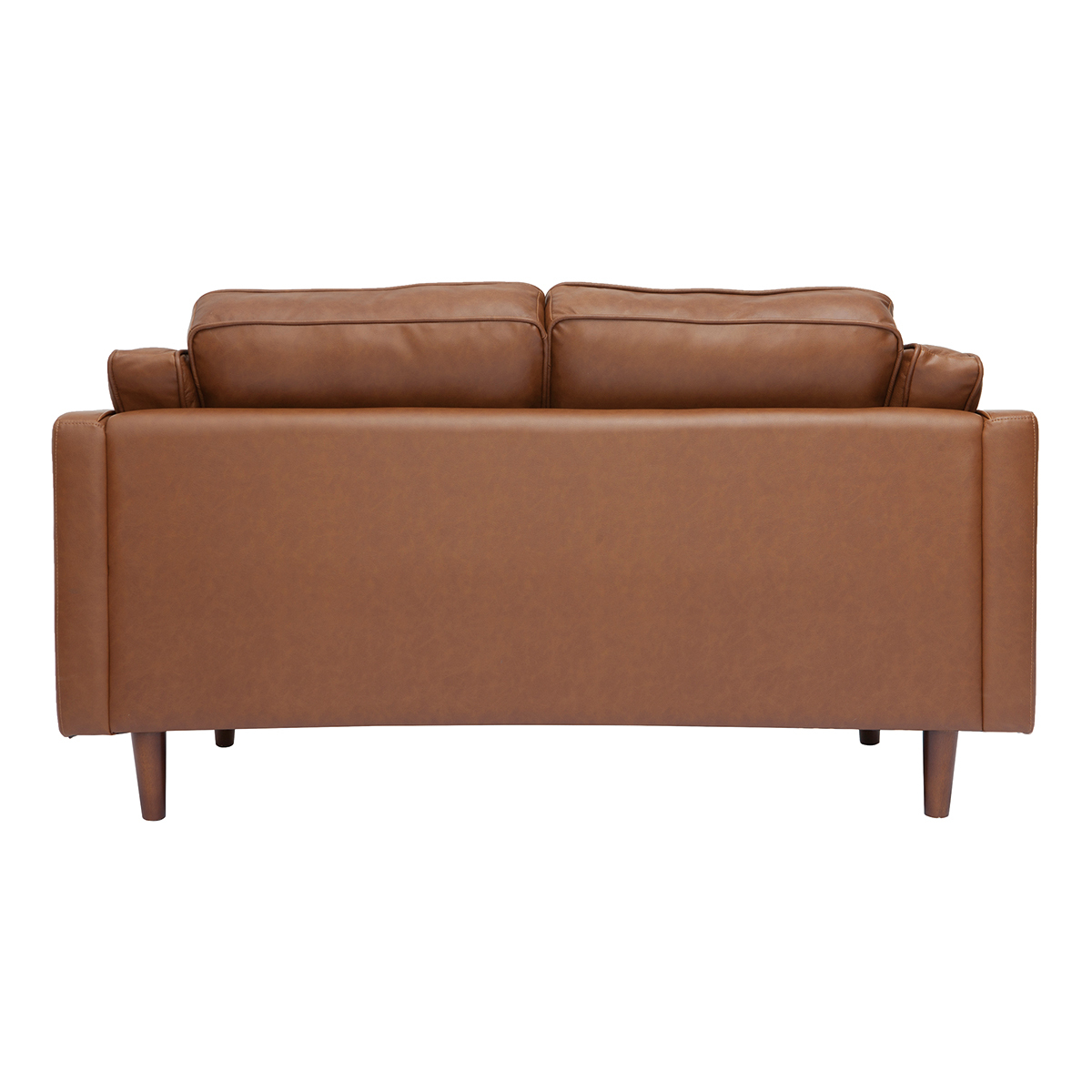 Canapé vintage 2 places cuir marron et bois foncé BRADLEY marron, MILIBOO