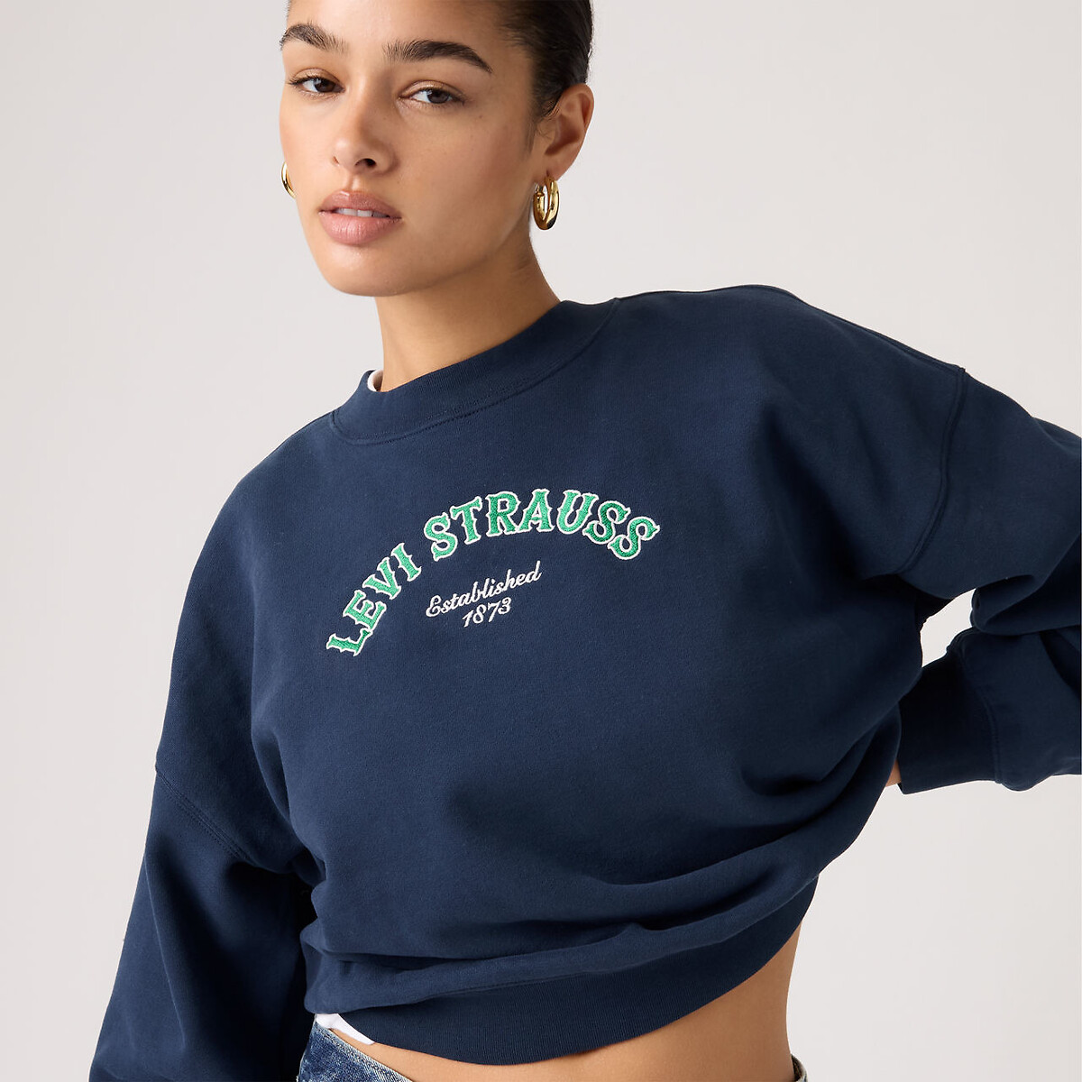 Sweat col rond manches longues logo devant marine, LEVI'S