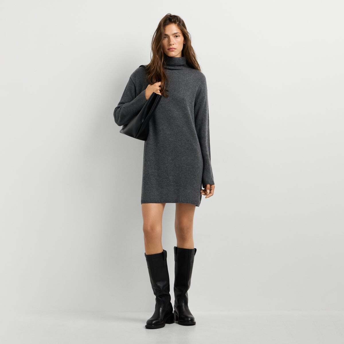 Robe Courte En Maille gris foncé chine, PEPE JEANS