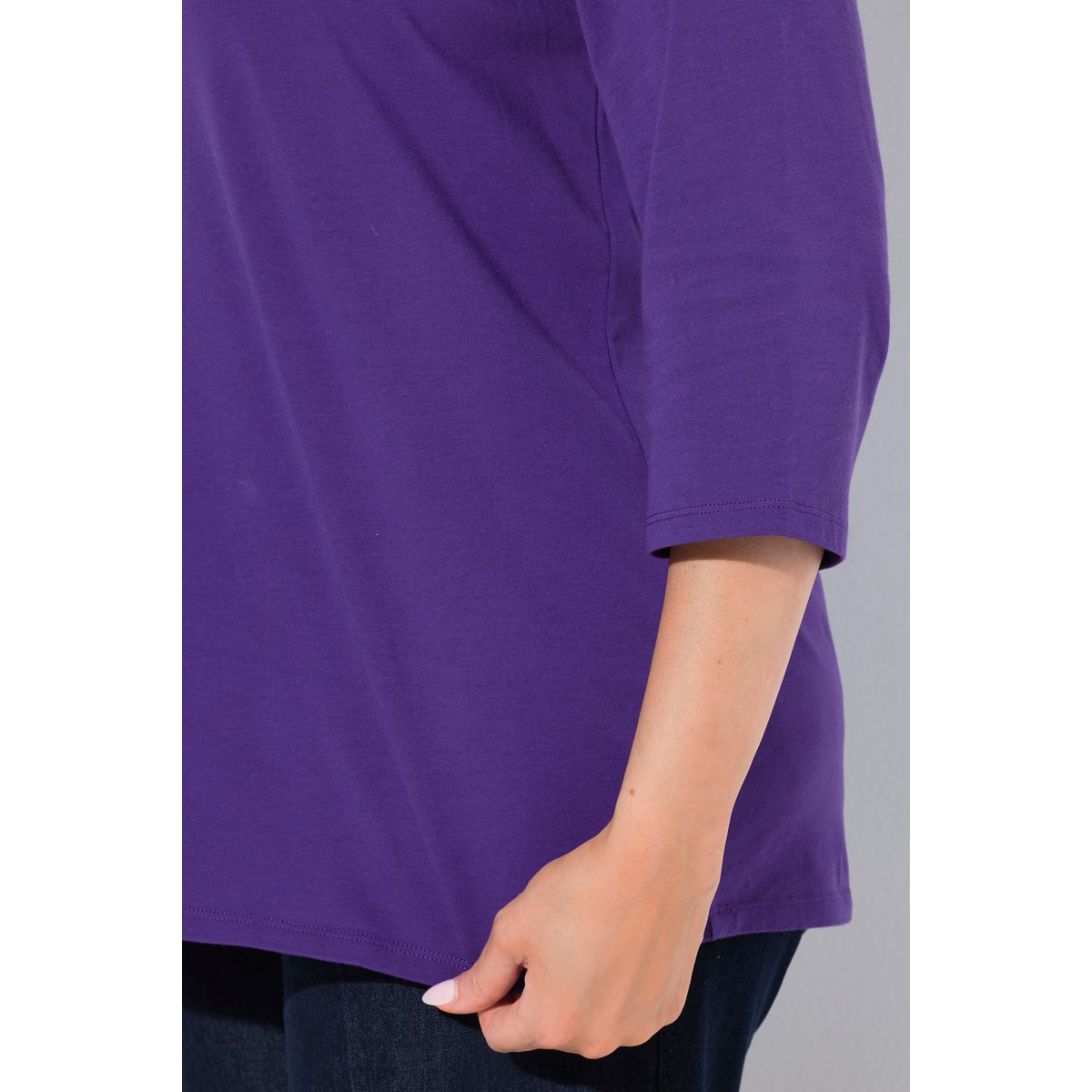 T-shirt décolleté avec strass fantaisie et lys, ULLA POPKEN