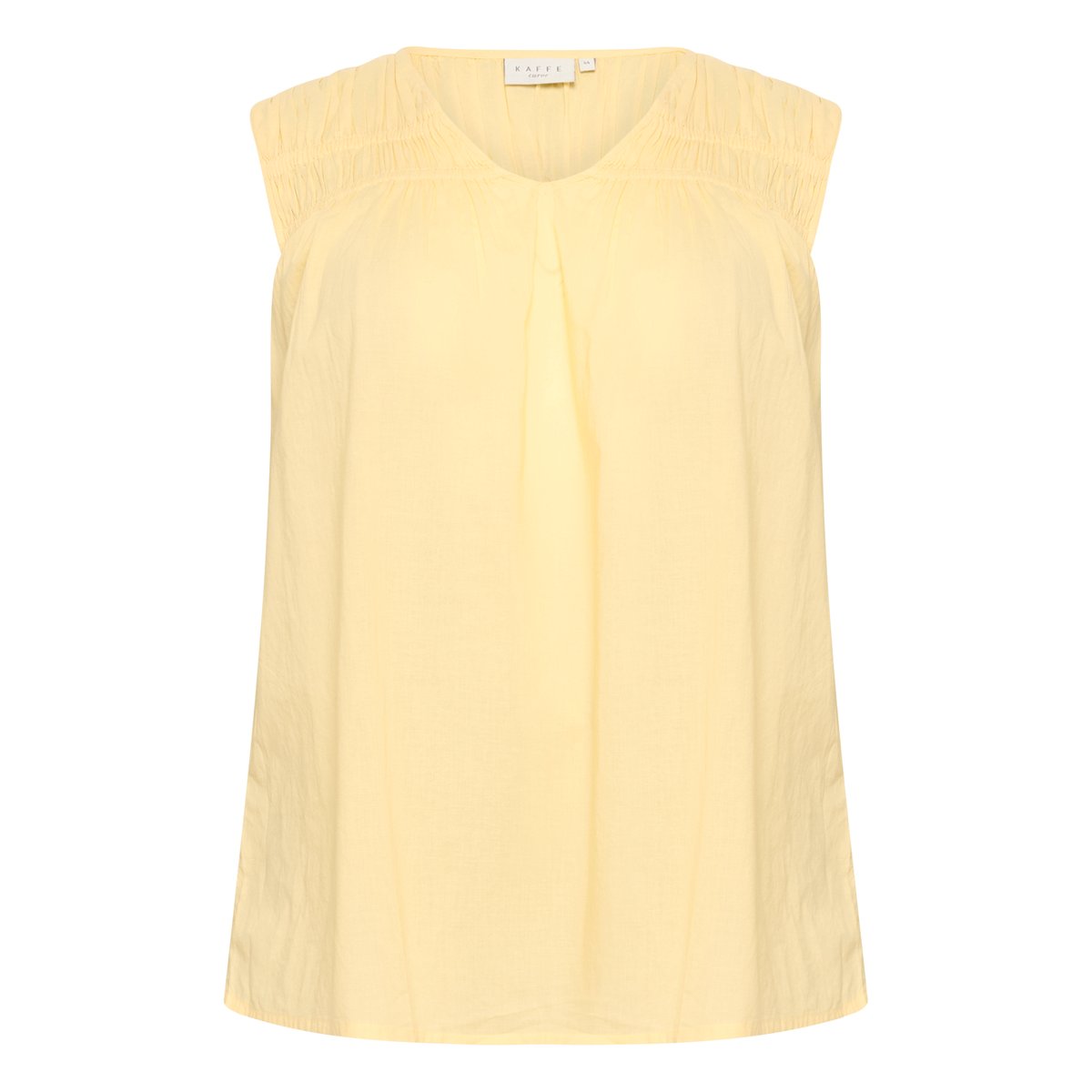 Sleeveless blouse jaune straw, KAFFE CURVE