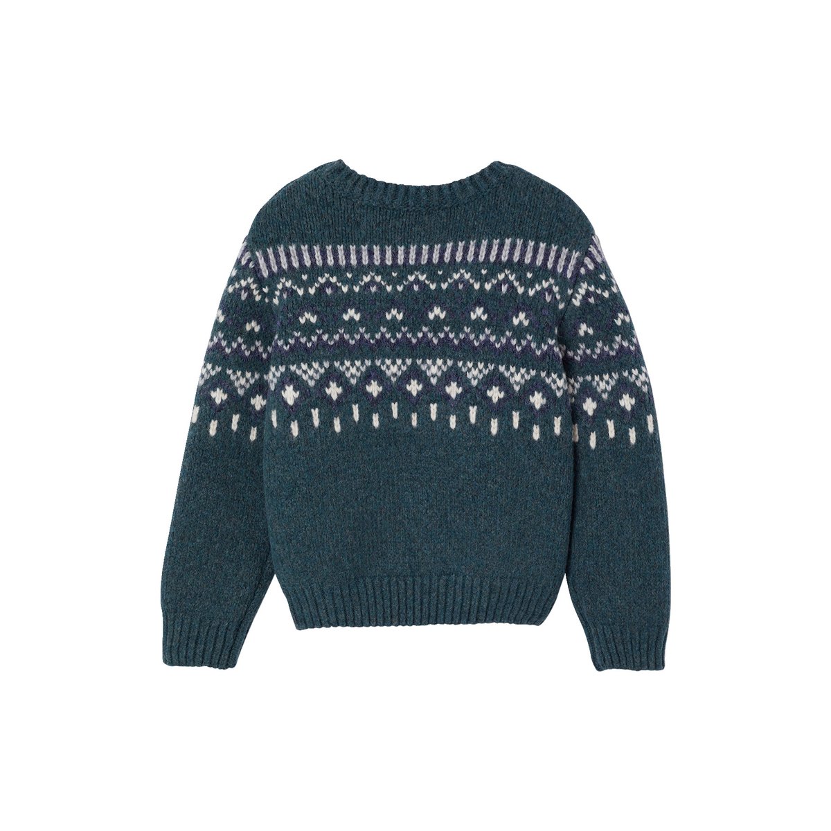 Pull jacquard col rond vert, VERTBAUDET