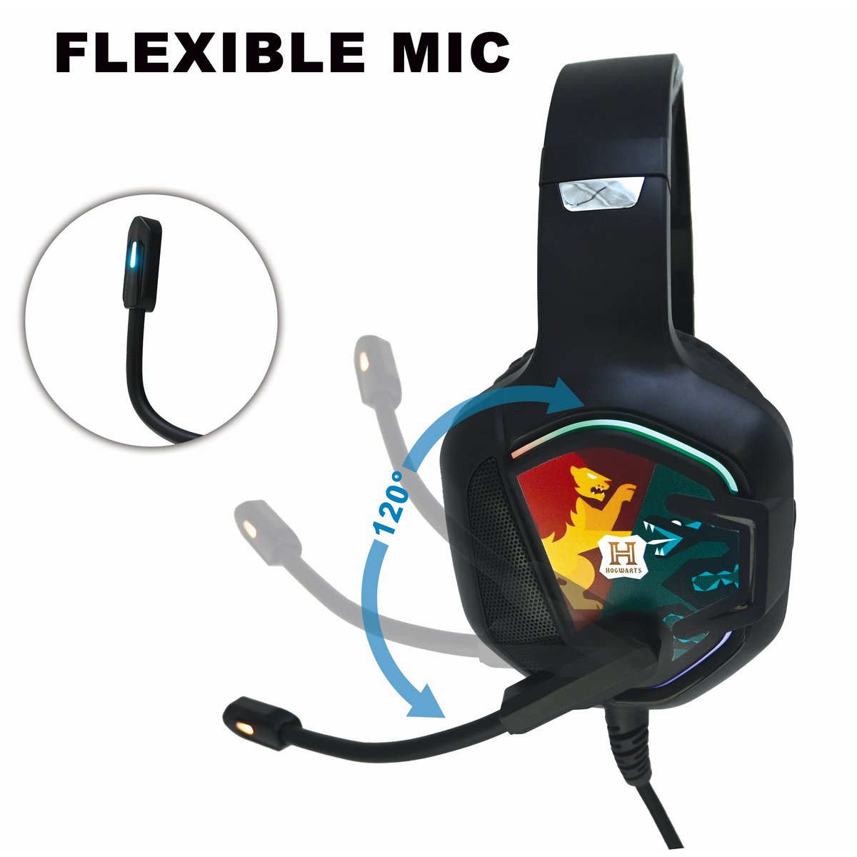 Casque Gaming Filaire lumineux avec micro desgin Harry Potter noir, LEXIBOOK