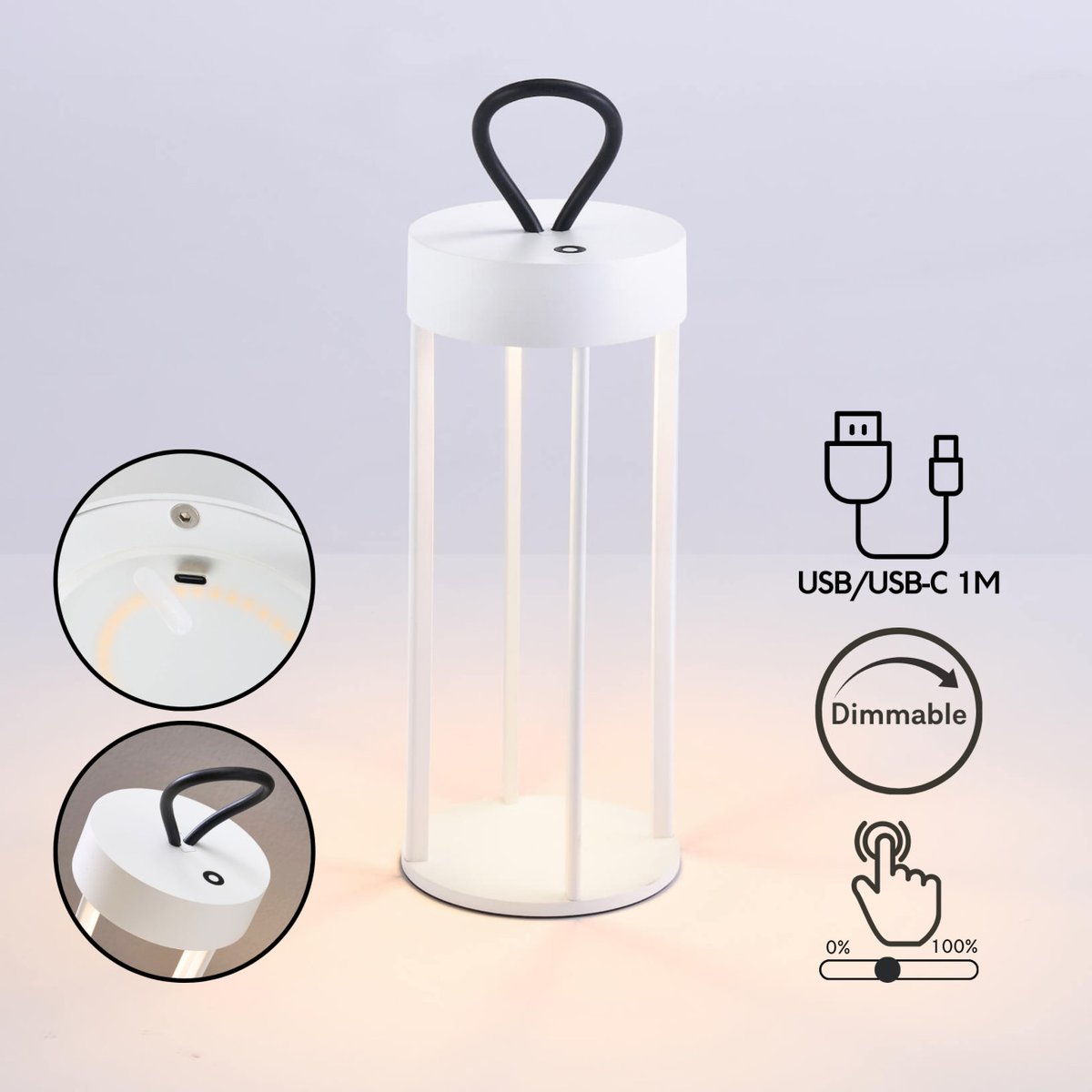 Lanterne LED nomade tactile - ASTRÉA blanc, KOSILUM