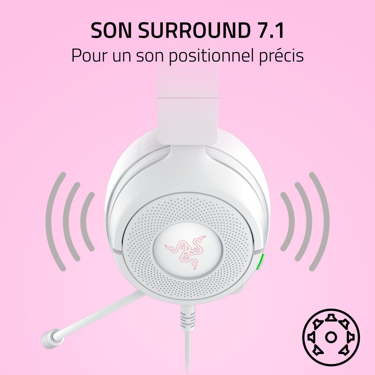 Casque gamer KRAKEN KITTY V3 X BLANC couleur unique, RAZER